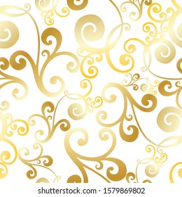 Vector hand-painted vintage baroque ornament. Retro pattern antique style acanthus. Seamless pattern