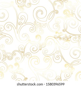 Vector hand-painted vintage baroque ornament. Retro pattern antique style acanthus. Seamless pattern