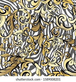 Vector hand-painted vintage baroque ornament. Retro pattern antique style acanthus. Seamless pattern