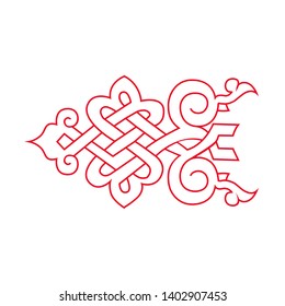 Vector hand-painted vintage oriental ornament. Retro pattern antique style acanthus