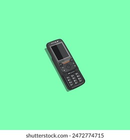 Vector handphone sliding black with green background