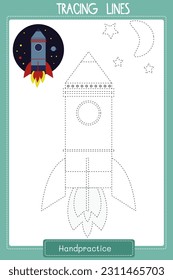 vector handpractice with tracing lines for preschool children 