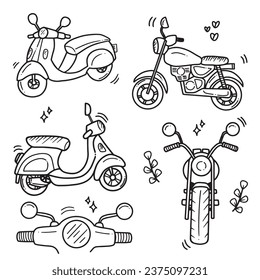 vector handrawing motorcycle graphic elements, modern, classic bikes