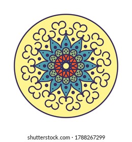 Diseño de Mandala de la mano del vector con estilo de línea aislado en fondo blanco