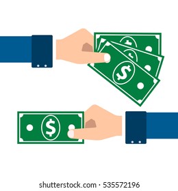 vector hands in the blazers make a purchase or exchange of money