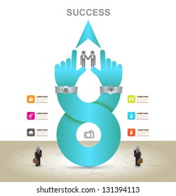 Vector hands for business concepts with  icons / can use for info-graphic / loop business report or plan / modern template / education template / business brochure /  system diagram