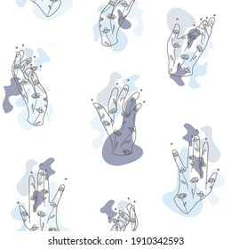 Vector Manos con dibujos de mosaico con formas de agua orgánica fondo de patrón sin fisuras. Perfecto para proyectos de tela, papel pintado y scrapbooking.