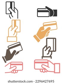 vector hands credit card payment icons set editable Free Vector Image