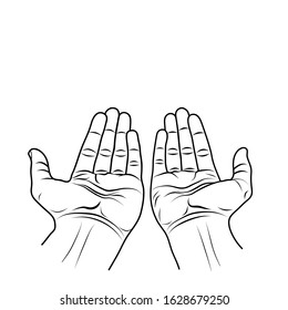 Vector of hands cupped together in a pray posture isolated on a white background