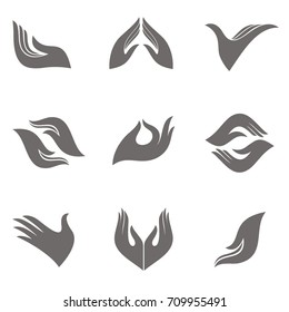 Vector hands design elements for logo creation. Icons set