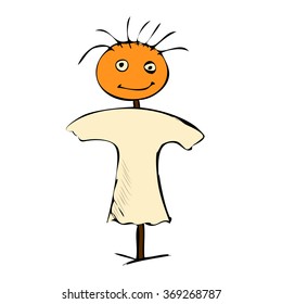 Vector hands drawen scarecrow on white background