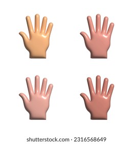 Vector Hands gestures 3D cartoon icon, 3D render illustration