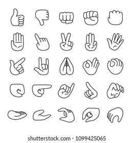 Vector Cartoon Hands Gestures Icon Set Stock Vector (royalty Free 