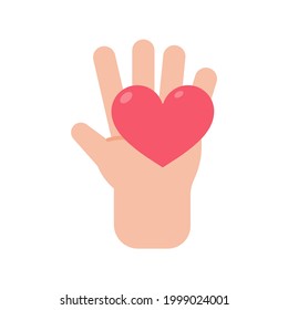 vector hands giving hearts to each other Helping the poor by donating items to charity