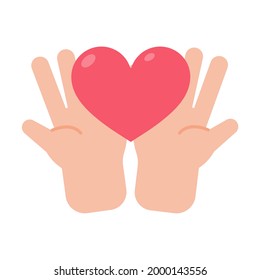 vector hands giving hearts to each other Helping the poor by donating items to charity