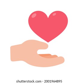 vector hands giving hearts to each other Helping the poor by donating items to charity