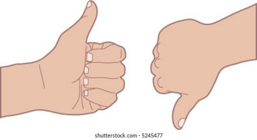 vector Hands giving thumbs up and thumbs down illustration