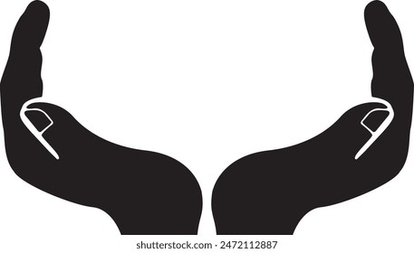 Vector Hands, hand to catch something, Black hand icon with palm on white Background