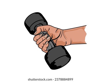 vector de manos sosteniendo barbero, vida saludable, fitness, gimnasio.