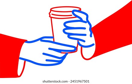 Vector of Hands Holding Coffee Cup Illustration