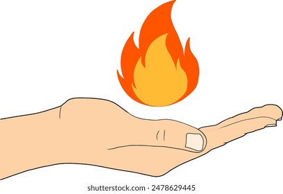 vector of hands holding fire