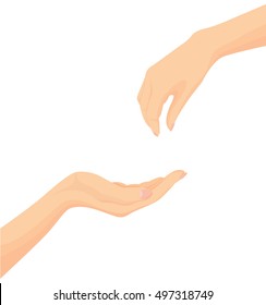 Vector of Hands holding and hands giving 