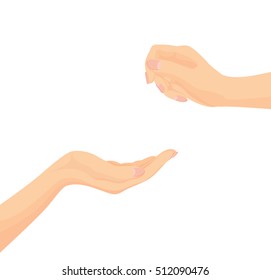 Vector of Hands holding and hands giving 