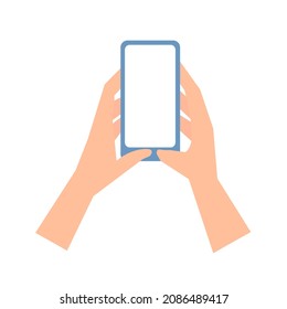 Manos vectoras sosteniendo el teléfono. Manos aisladas con pantalla de smartphone. Ilustración de material vectorial.