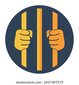 vector hands holding prison icon flat design