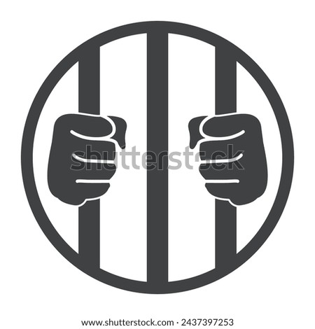 vector hands holding prison icon logo. black isolated white background