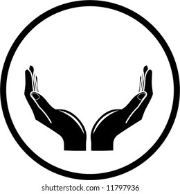 Vector hands icon. Black and white. Simply change. In my portfolio there is version 4 in 1.