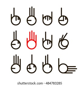 Vector hands icon. Gestures, signals and signs set