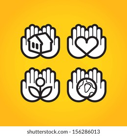 Vector hands icons with ecology