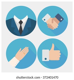 Vector hands icons with long shadows