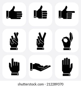 Vector hands icons set.