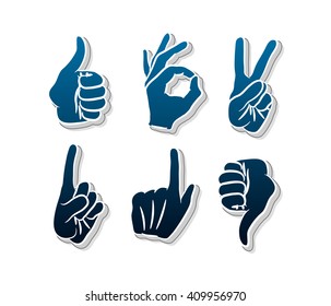 Vector hands icons set. Like. Dislike.