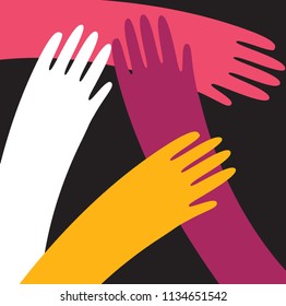Vector hands of the nationality of the globe