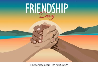 Vector de las manos de una pareja de amigos dándose la mano para celebrar el Día de la Amistad