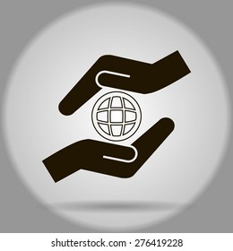 Vector hands protect the earth icon