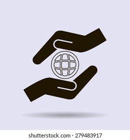 Vector hands protect the earth icon