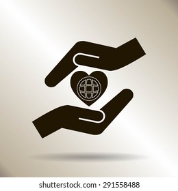Vector hands protect the earth icon