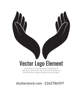 Vector hands silhouette, Vector illustration for creating logo, Human hands branding concept