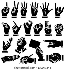 Vector hands silhouettes set