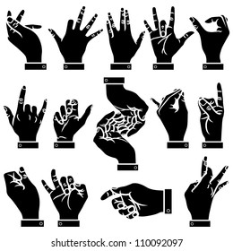 Vector hands silhouettes set