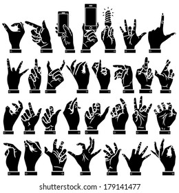 Vector hands silhouettes set