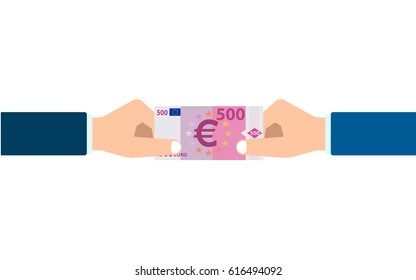 vector hands in suits of blue draw the banknote Euro
