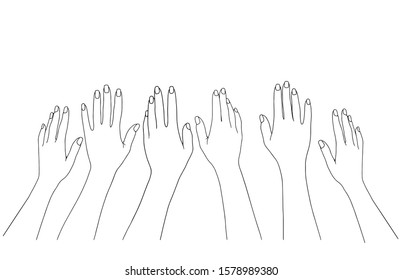 vector hands. thin line drawing black hands . Vector illustration