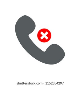 Vector  handset flat illustration with prohibition sign in red circle.