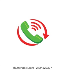 Vector of handset and round arrow. Symbol of support service and maintenance. Icon of technical information