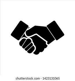 Vector handshake business icon. black deal agreement symbol with trendy flat style icon for web site design, logo, app, UI isolated on white background
